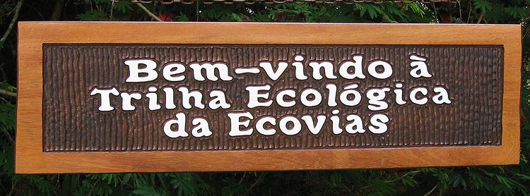 Placa Entalhada - Bem-vindo À Trilha Ecológica