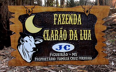 Placa Entalhada - Fazenda Clarão da Lua