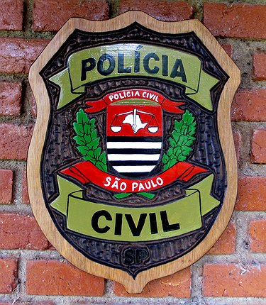 Placa Entalhada - Distintivo da Polícia Civil - SP