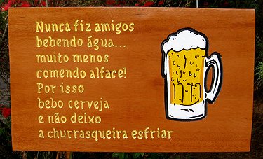 Placa Entalhada - Nunca fiz amigos bebendo água...
