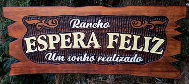 Placa Entalhada - Rancho Espera Feliz