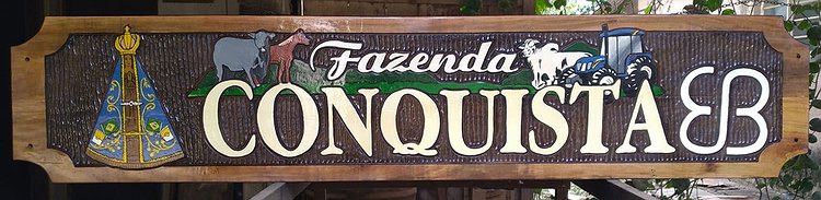 Placa Entalhada - Fazenda Conquista