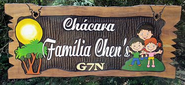 Placa Entalhada - Chacara Família Chen's