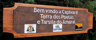 Placa Entalhada - Bem-vindos a Capivari
