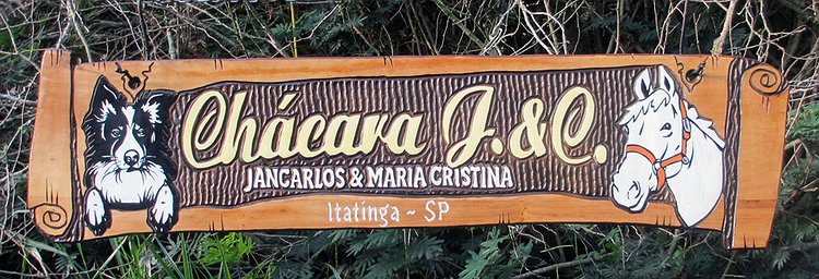 Placa Entalhada - Chacara J&C