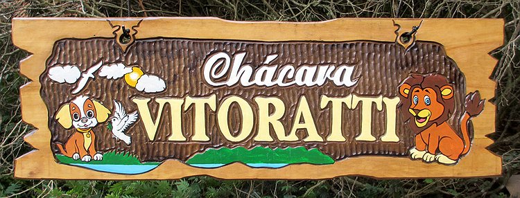Placa Entalhada - Chácara Vitoratti