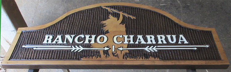 Placa Entalhada - Rancho Charrua