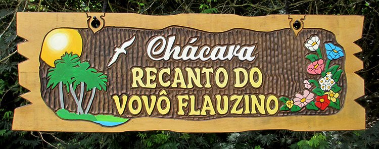 Placa Entalhada - Chácara do Vovô Flauzino