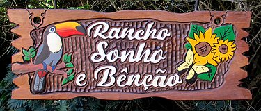 Placa Entalhada - Rancho Sonho e Bênção