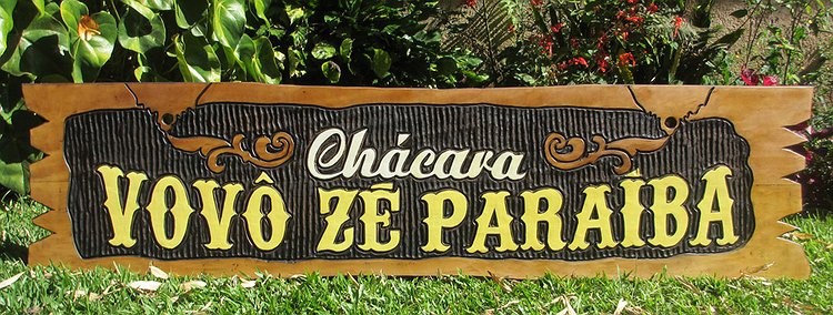 Placa Entalhada - Chácara Vovô Zé Paraíba
