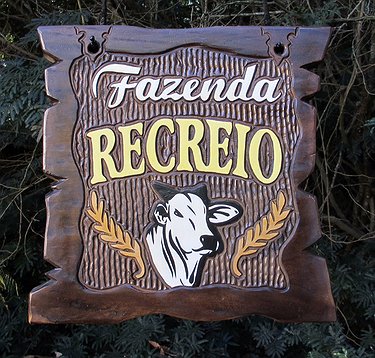 Placa Entalhada - Fazenda Recreio
