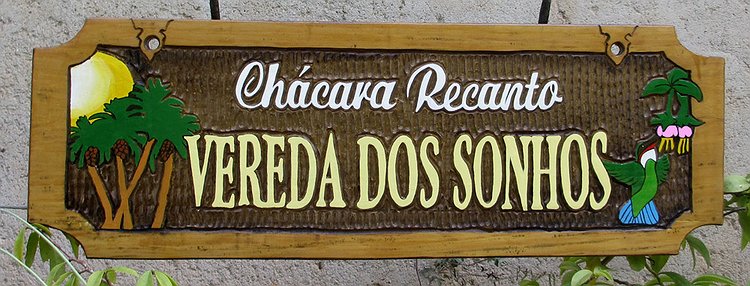 Placa Entalhada - Chácara Recanto Vereda dos Sonhos