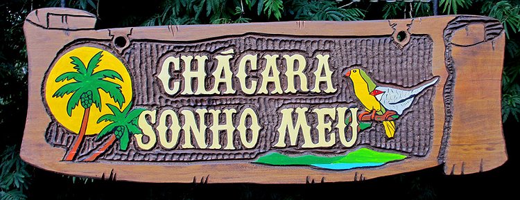 Placa Entalhada - Chácara Sonho Meu