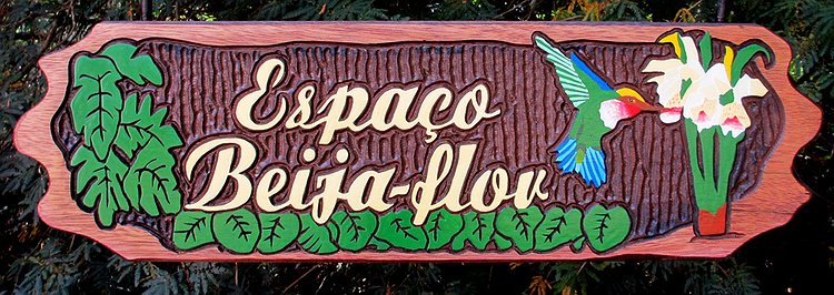 Placa Entalhada - Espaço Beija-flor