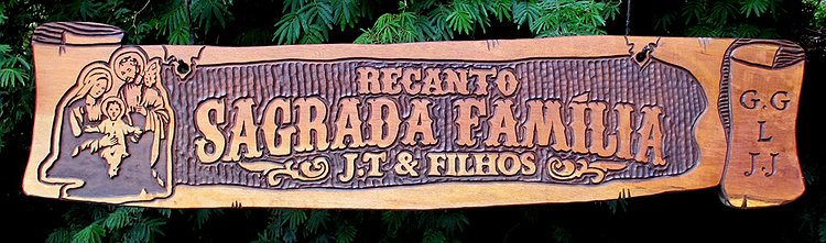 Placa Entalhada - Recanto Sagrada Família