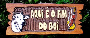 Placa Entalhada - Aqui é o Fom do Boi