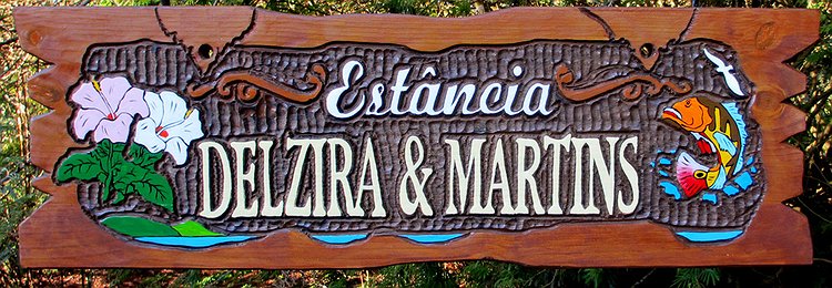Placa Entalhada - Estância Delzira & Martins