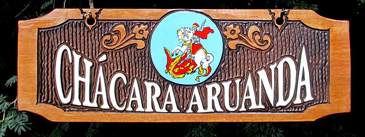 Placa Entalhada - Chácara Aruanda