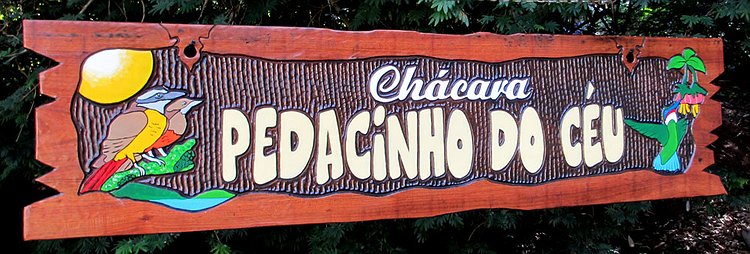 Placa Entalhada - Chácara Pedacinho do Céu