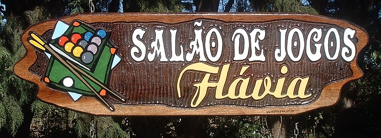 Placa Entalhada - Salão de Jogos Flávia