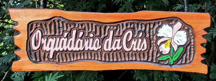 Placa Entalhada - Orquidário da Cris