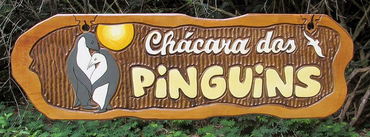 Placa Entalhada - Chácara dos Pinguins