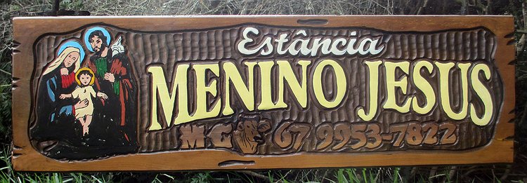 Placa Entalhada - Estância Menino Jesus