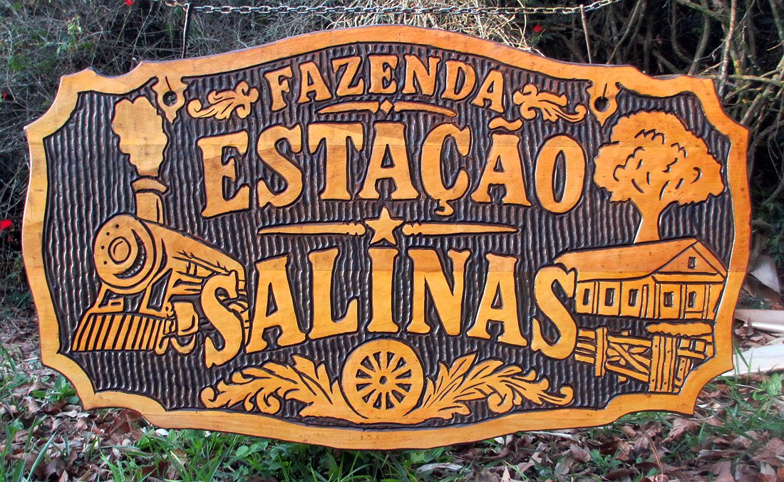 Placa Entalhada - Fazenda Estação Salinas - Imagem 1