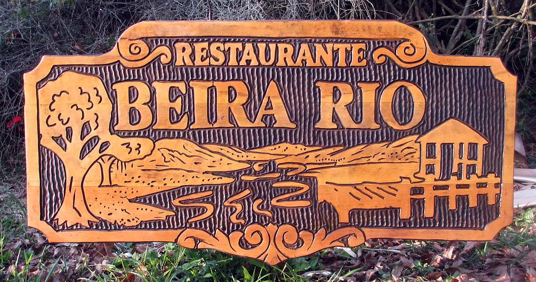 Placa Entalhada - Restaurante Beira Rio - Imagem 1