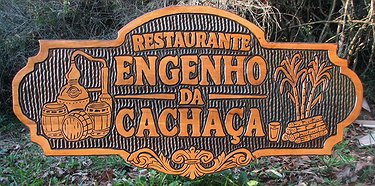 Placa Entalhada - Restaurante Engenho da Cachaça