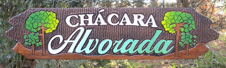 Placa Entalhada - Chácara Alvorada