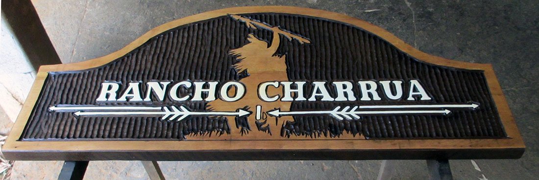 Placa Entalhada - Rancho Charrua - Imagem 1