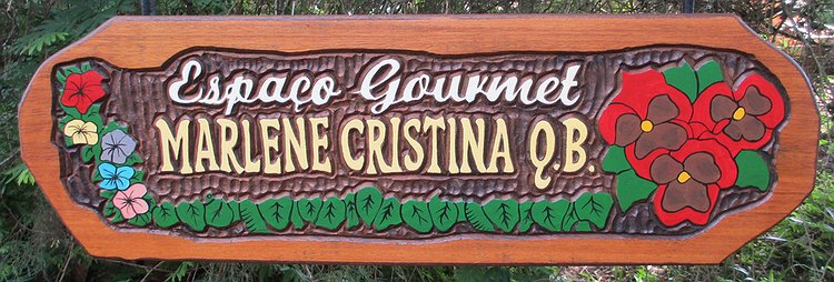 Placa Entalhada - Espaço Gourmet Marlene Cristina Q.B.