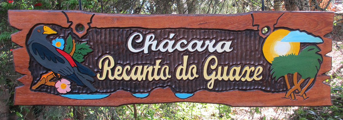 Placa Entalhada - Chácara Recanto do Guaxe - Imagem 1