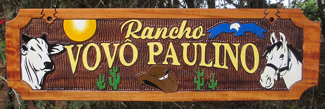 Placa Entalhada - Rancho Vovô Paulino - Imagem 1