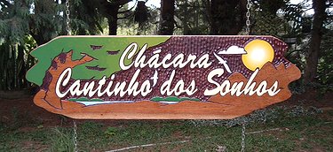 Placa Entalhada - Chácara Cantinho dos Sonhos