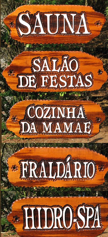 Placa Entalhada - Sauna Salão de Festas