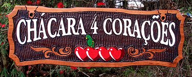 Placa Entalhada - Chácara 4 Corações