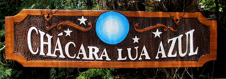 Placa Entalhada - Chácara Lua Azul