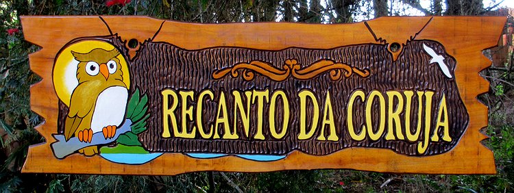 Placa Entalhada - Recanto da Coruja